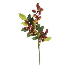 Burgundy Berry Stem 13.5 Inch Artificial Berry Branch Farmhouse Lodge Cabin Deco